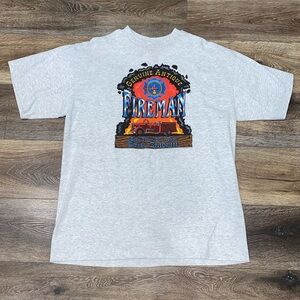 Vintage Genuine Antique Fireman Gray Unisex T-Shirt Size XL🚒LIKE NEW!🔥